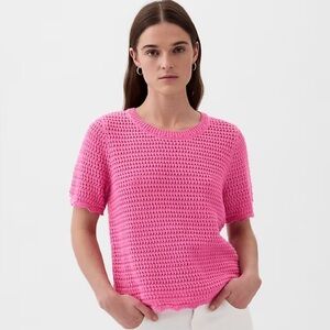 Gap Crochet Sweater Top Indie Pink